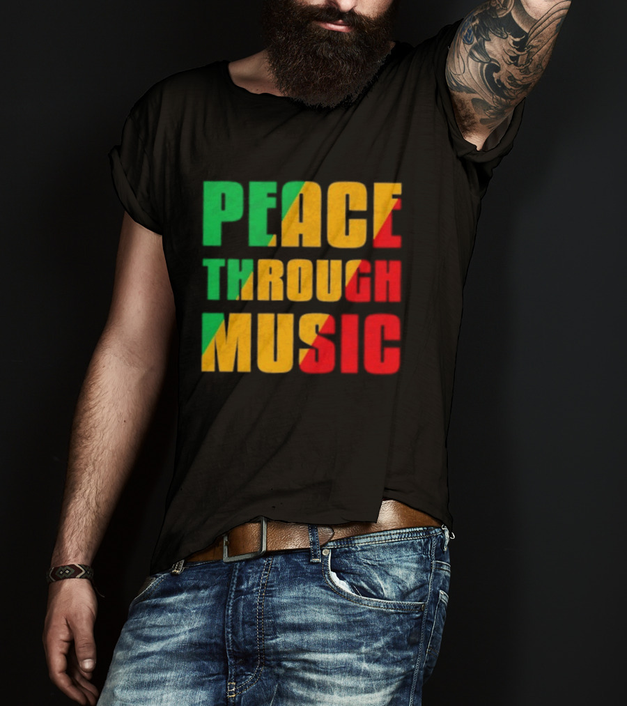 Peace Through Music Reggae Rasta Jamaica T-Shirt
