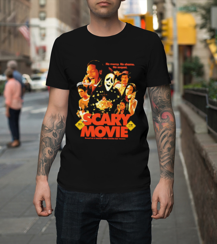 Scary Movie No Mercy No Shame No Sequel Spoof Characters Popcorn Scene T-Shirt