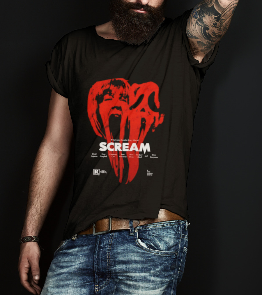 Scream What Is Your Favorite Scary Movie Blood Mask Painting T-Shirt