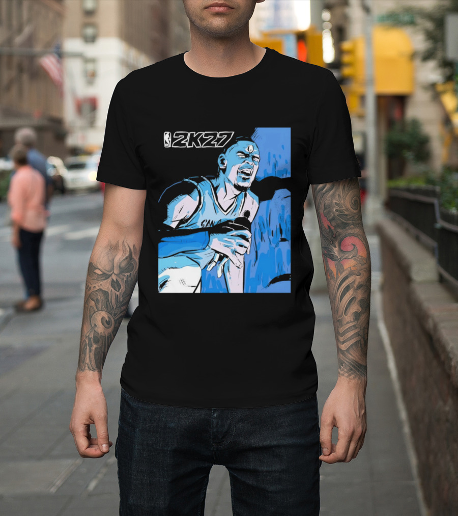 Victor Wembanyama NBA 2K27 Basketball Game Cover T-Shirt