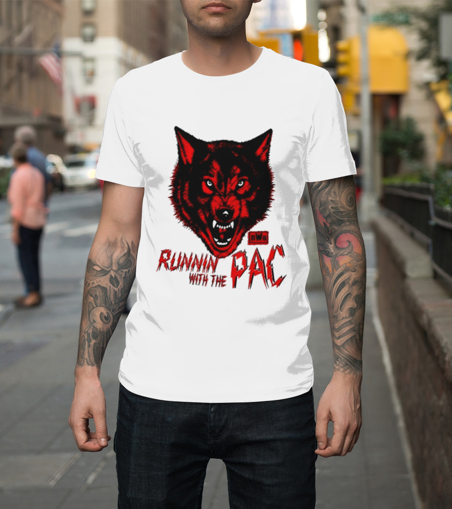 Runnin With The Pac Wolf NWo New World Order 2 Sided T-Shirt