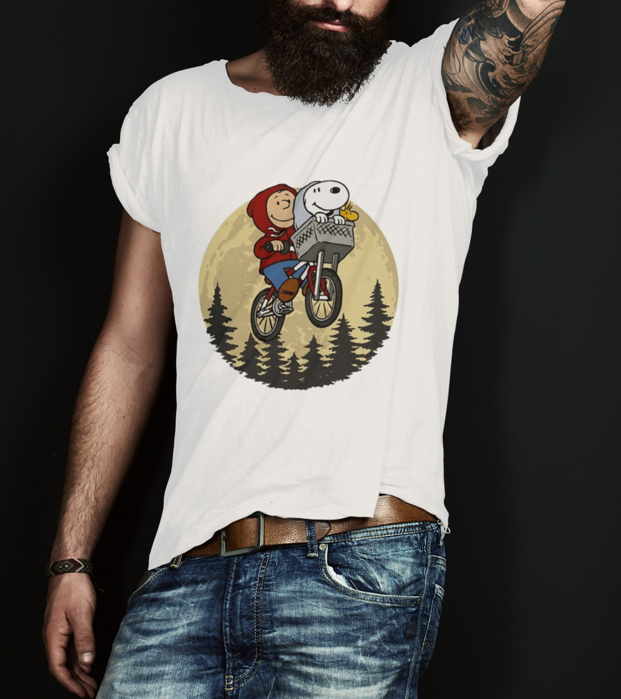 Moon Ride Snoopy And Charlie Brown Bicycle Adventure T-Shirt