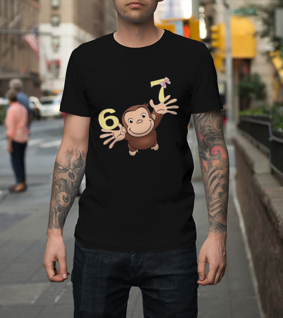 Curious George 67 Birthday Celebration Monkey And Numbers T-Shirt