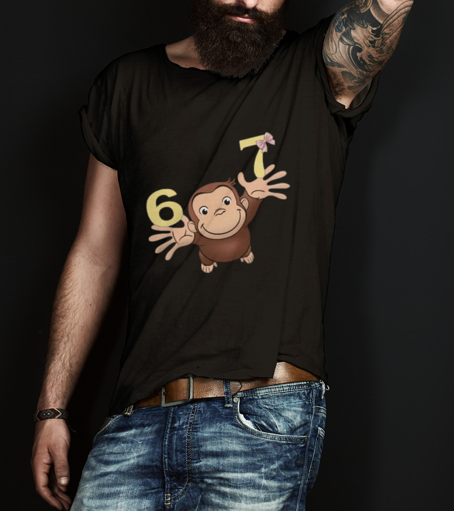 Curious George 67 Birthday Celebration Monkey And Numbers T-Shirt