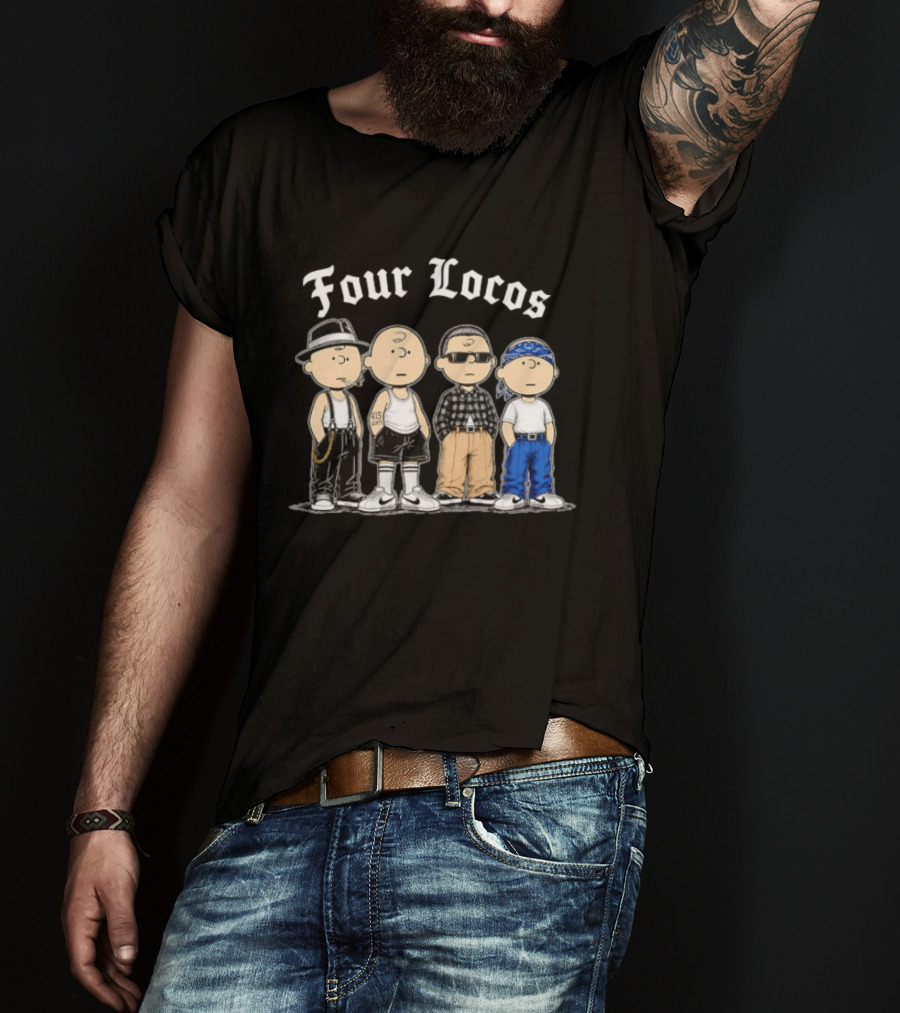 Four Locos Peanuts Gang Cholo Charlie Brown Characters T-Shirt