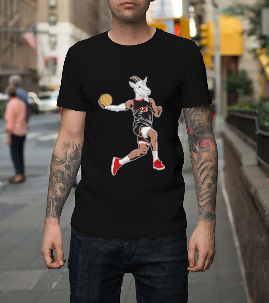 Goat Basketball Player Number 23 Greatest Of All Time Dunking Action T-Shirt