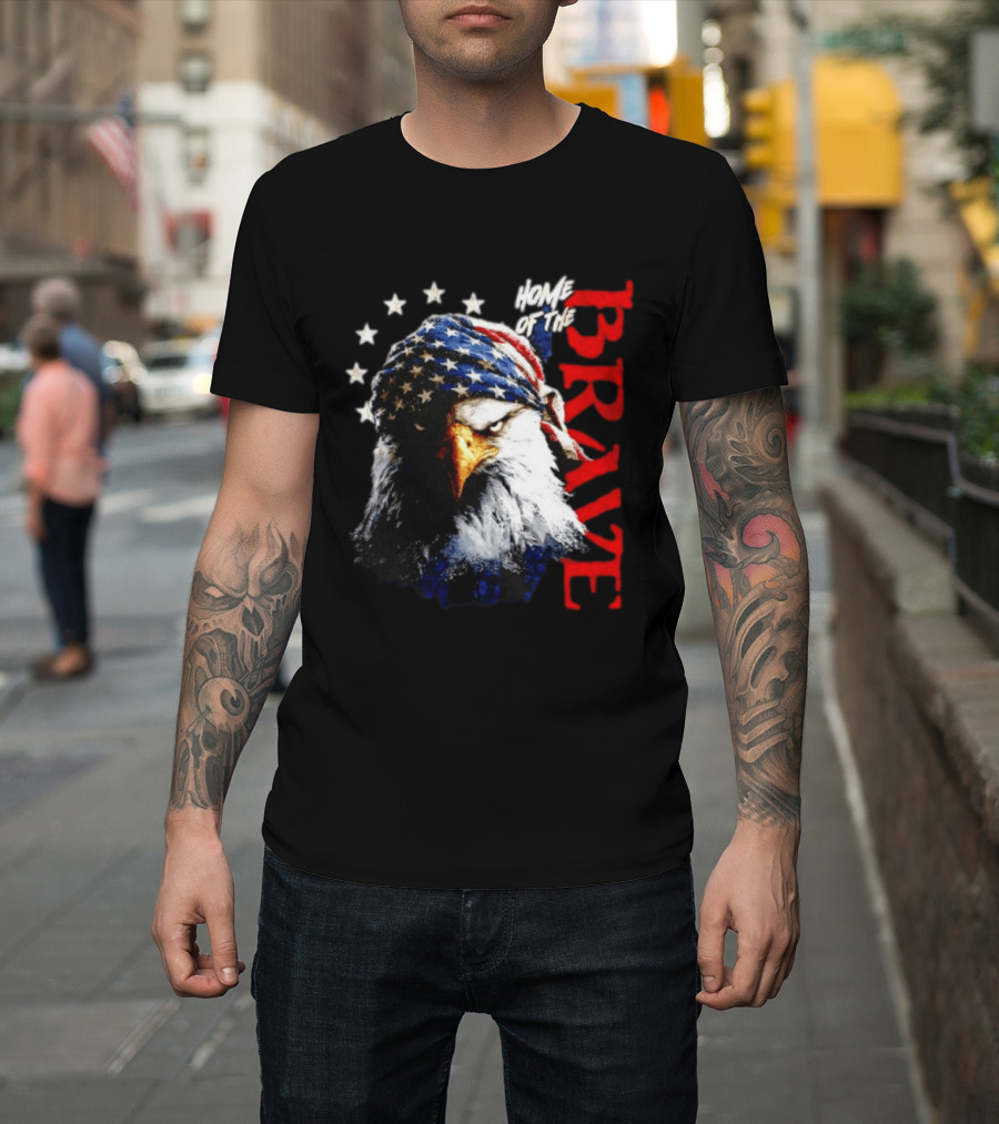 American Eagle Bandana Home Of The Brave Stars T-Shirt