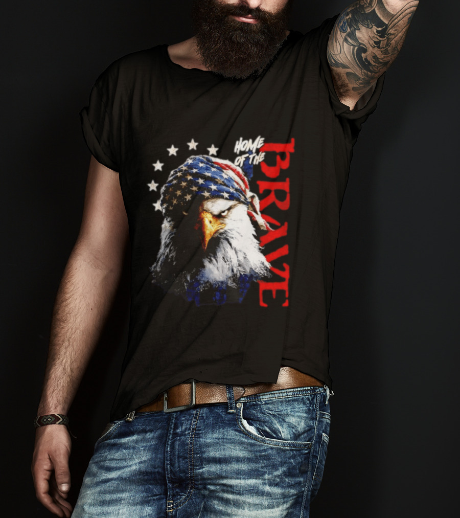 American Eagle Bandana Home Of The Brave Stars T-Shirt