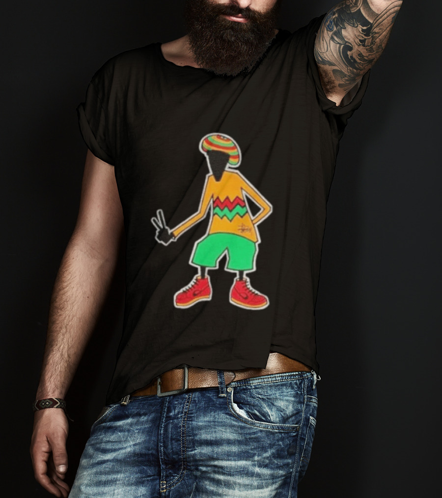 Stussy Rasta Man Peace Sign Reggae Streetwear Jamaica Style Fashion T-Shirt