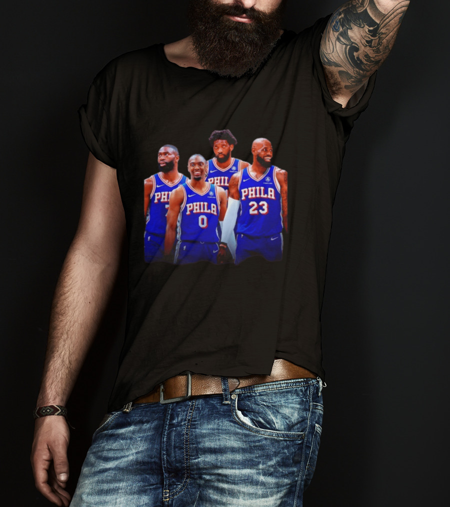 Philadelphia 76ers Joel Embiid Tyrese Maxey Paul George LeBron James NBA Team T-Shirt