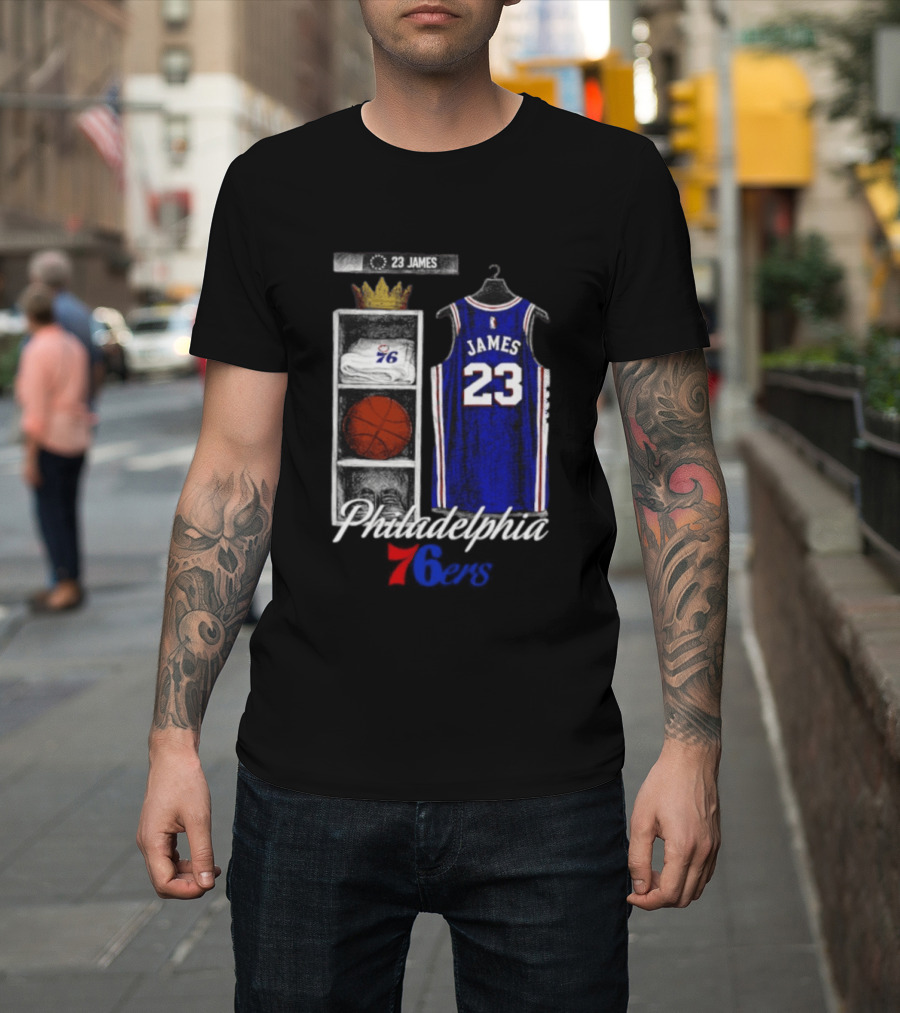 LeBron James 23 Jersey Philadelphia 76ers Locker Room T-Shirt