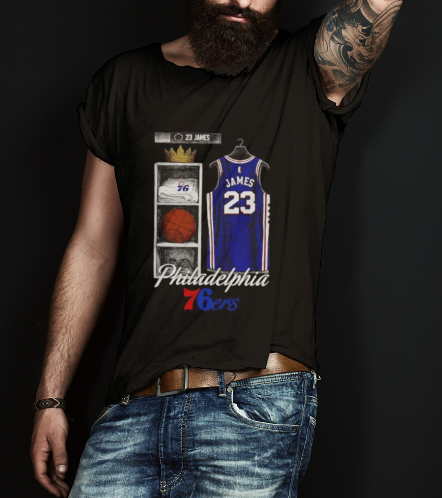 LeBron James 23 Jersey Philadelphia 76ers Locker Room T-Shirt