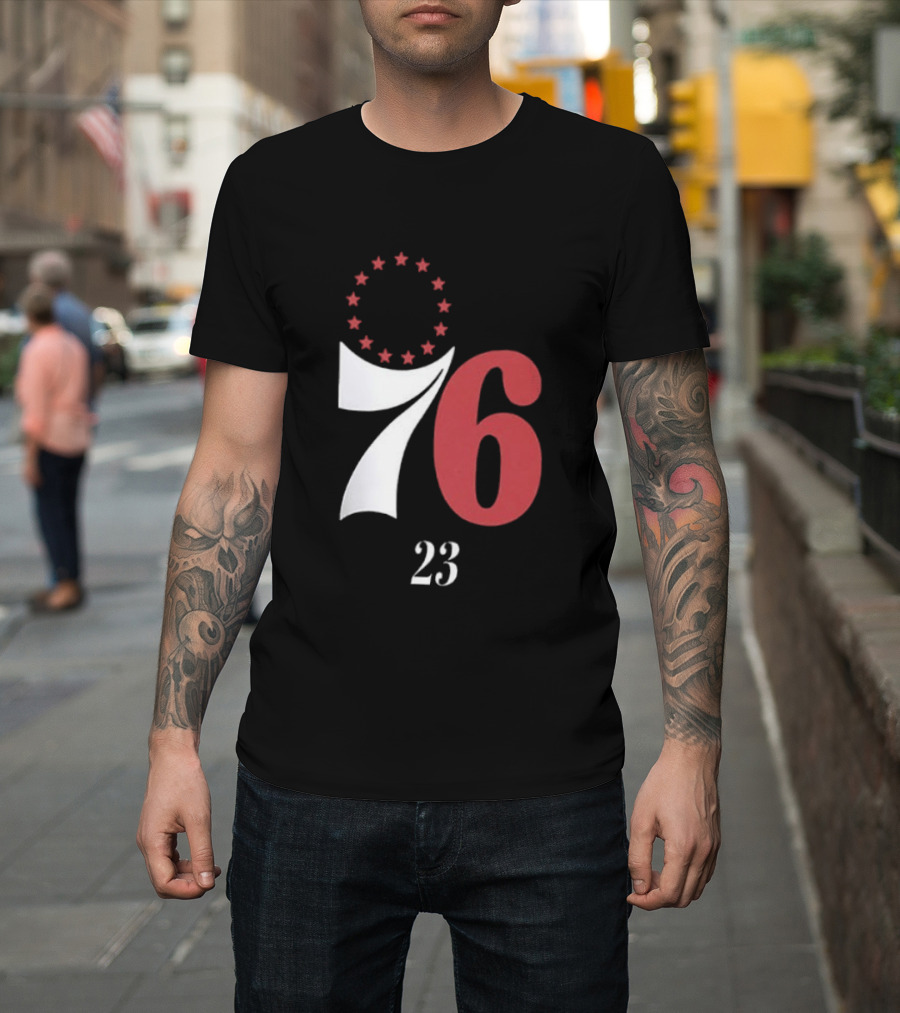 LeBron James Philadelphia 76ers Red In The Paint 23 Number 76 Stars T-Shirt