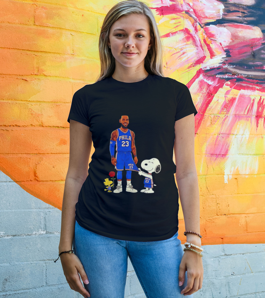 LeBron James Peanuts Collaboration Philadelphia 76ers Snoopy Woodstock 23 Jersey T-Shirt