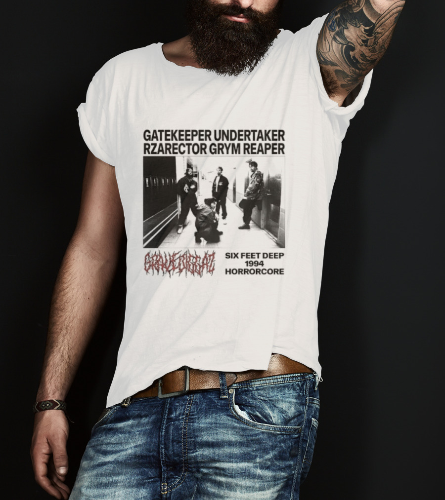 Gravediggaz Six Feet Deep 1994 Gatekeeper Undertaker Rzarector Grym Reaper Horrorcore T-Shirt