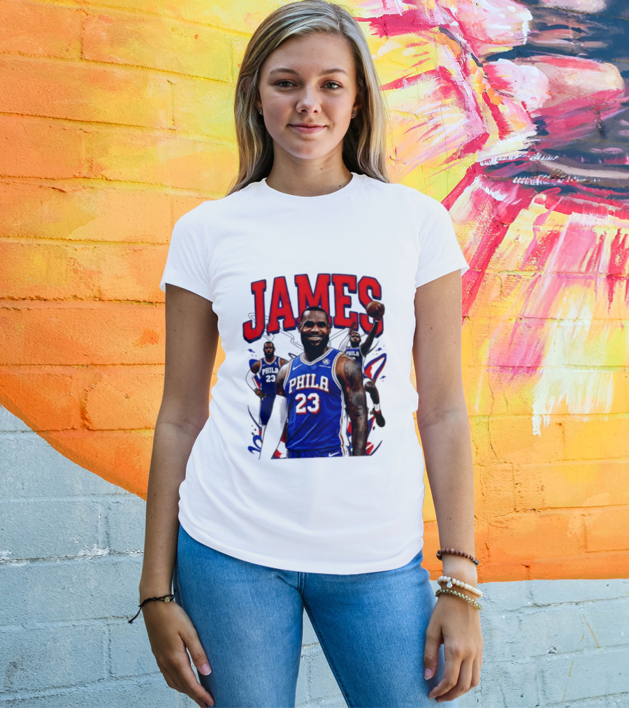 Philadelphia 76ers LeBron James 2026 Basketball Player T-Shirt