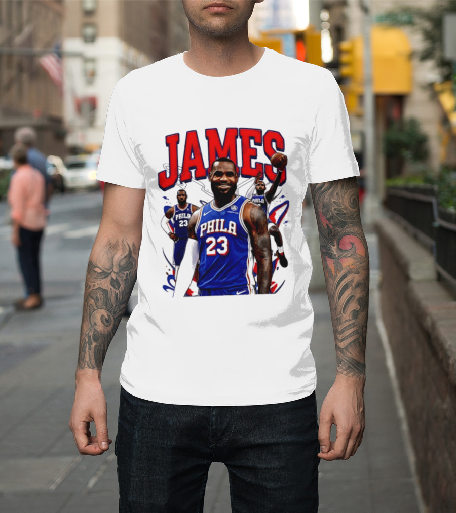 Philadelphia 76ers LeBron James 2026 Basketball Player T-Shirt