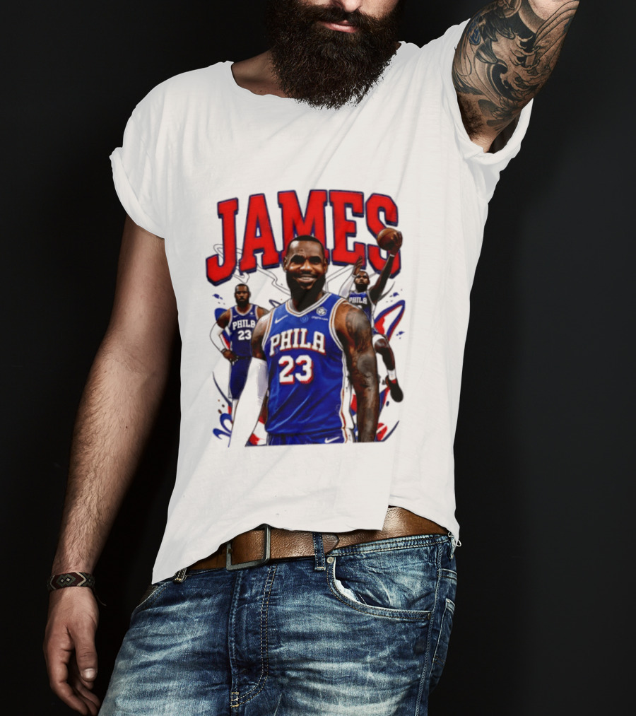 Philadelphia 76ers LeBron James 2026 Basketball Player T-Shirt