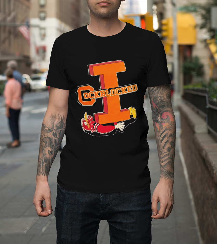 Cockblocked Illinois Fighting Illini Big I Defeat T-Shirt