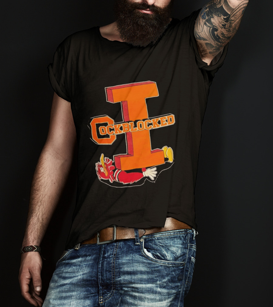 Cockblocked Illinois Fighting Illini Big I Defeat T-Shirt