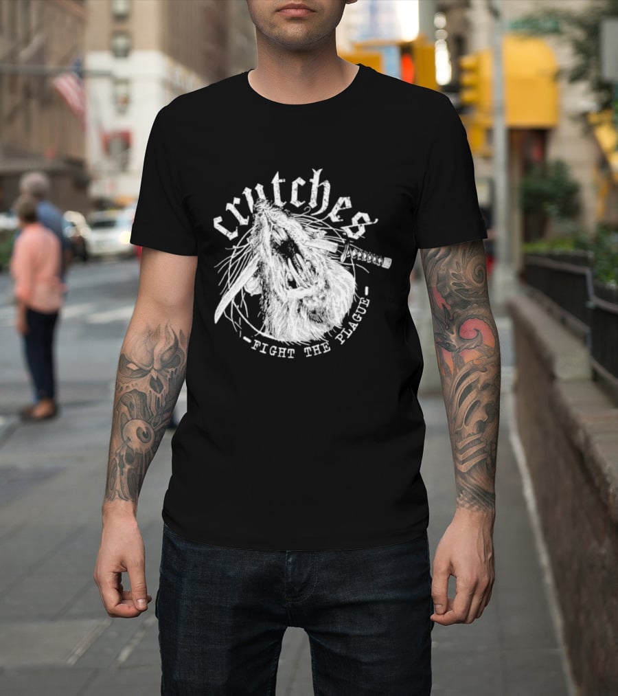 Crutches Fight The Plague Punk Hardcore Twig T-Shirt