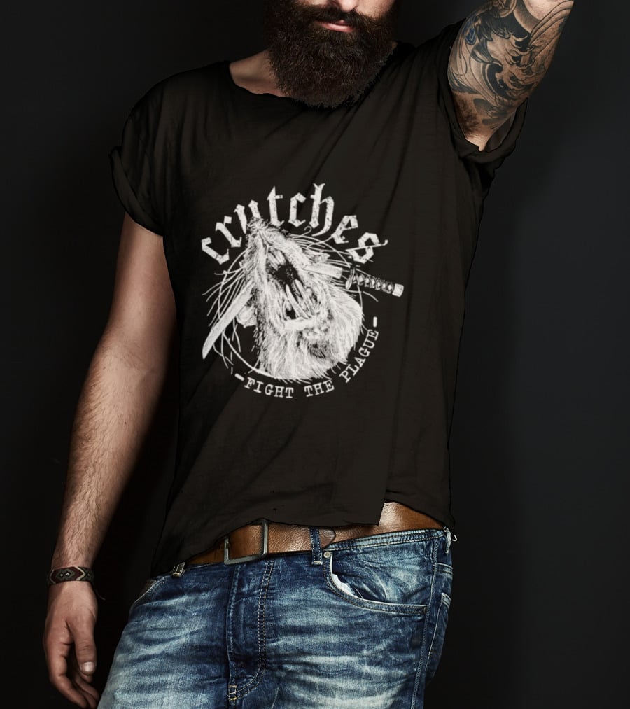 Crutches Fight The Plague Punk Hardcore Twig T-Shirt