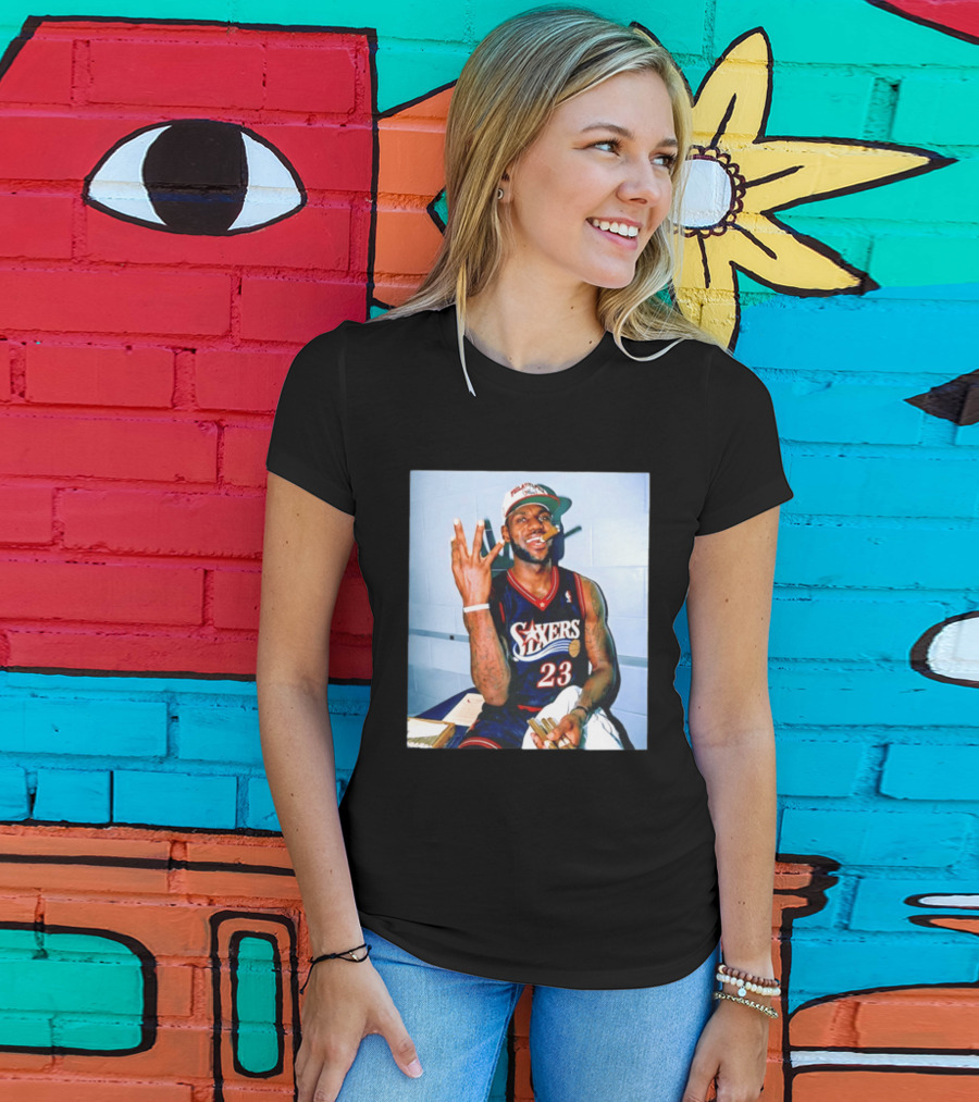 Philadelphia 76ers LeBron James 23 Cigar Photo T-Shirt