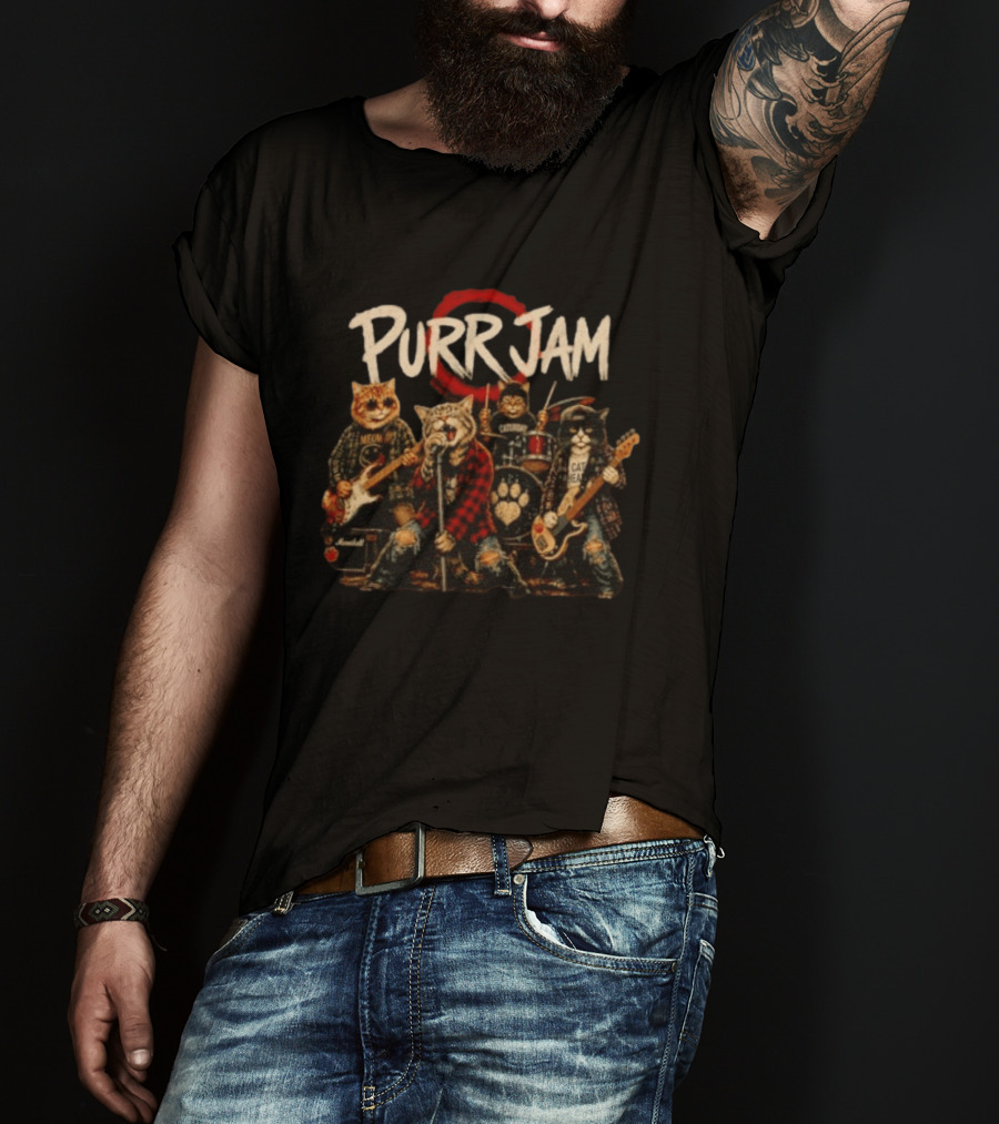 Purr Jam Cat Rock Band Caturday Meowshall Cat Head Marshall Amps T-Shirt
