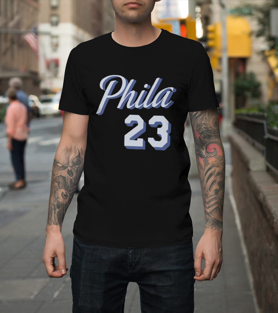 LeBron James 23 Phila 23 Philadelphia 76ers NBA Basketball Two Sided T-Shirt