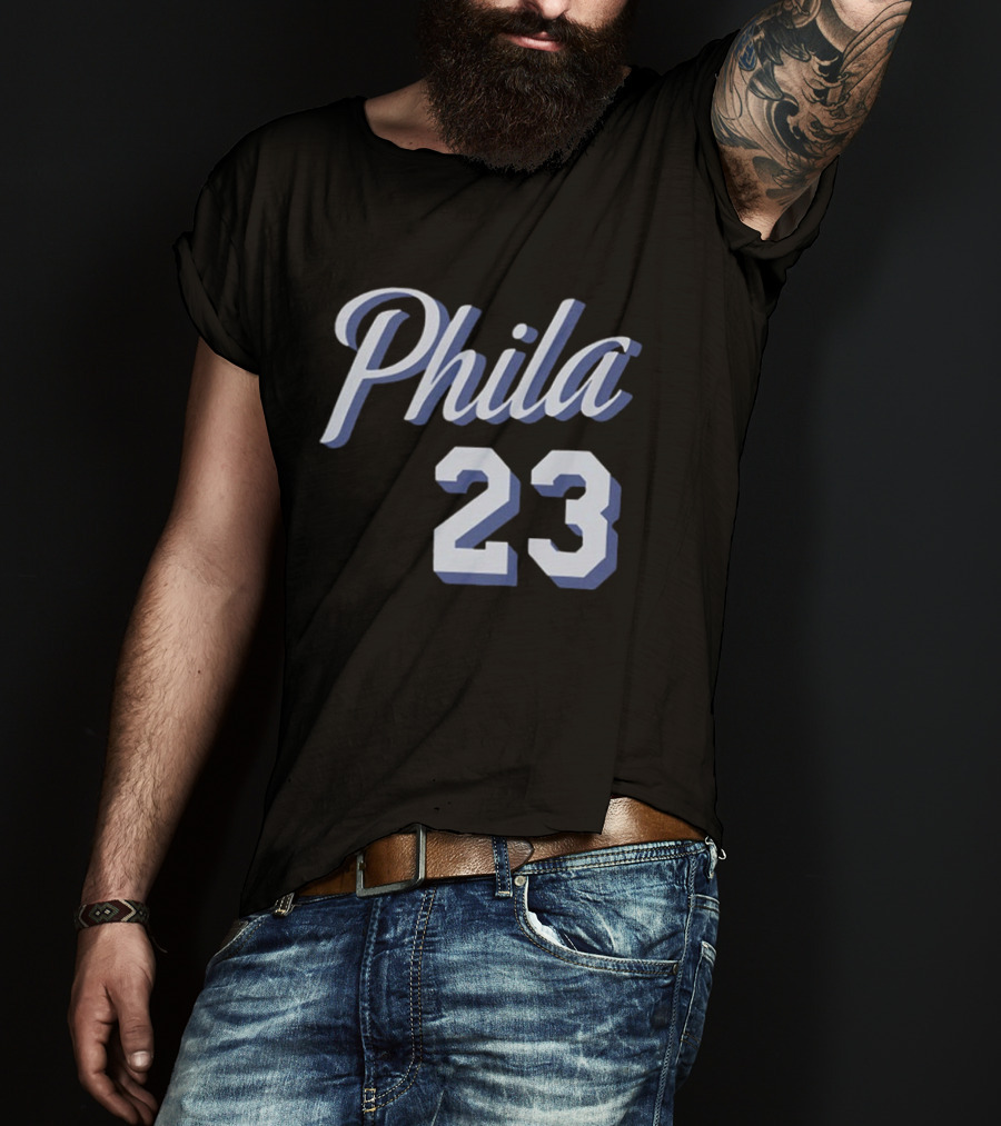 LeBron James 23 Phila 23 Philadelphia 76ers NBA Basketball Two Sided T-Shirt