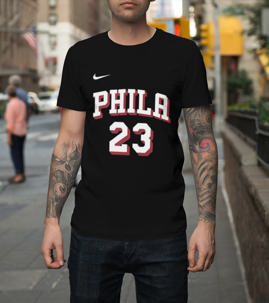 LeBron James 23 Phila 76ers Name Number Royal Nike T-Shirt