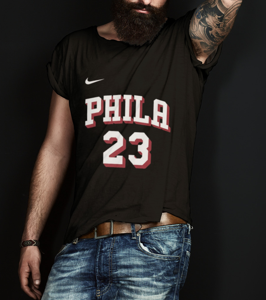 LeBron James 23 Phila 76ers Name Number Royal Nike T-Shirt