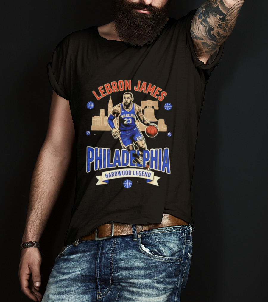 LeBron James Philadelphia Hardwood Legend Skyline Basketball 23 T-Shirt