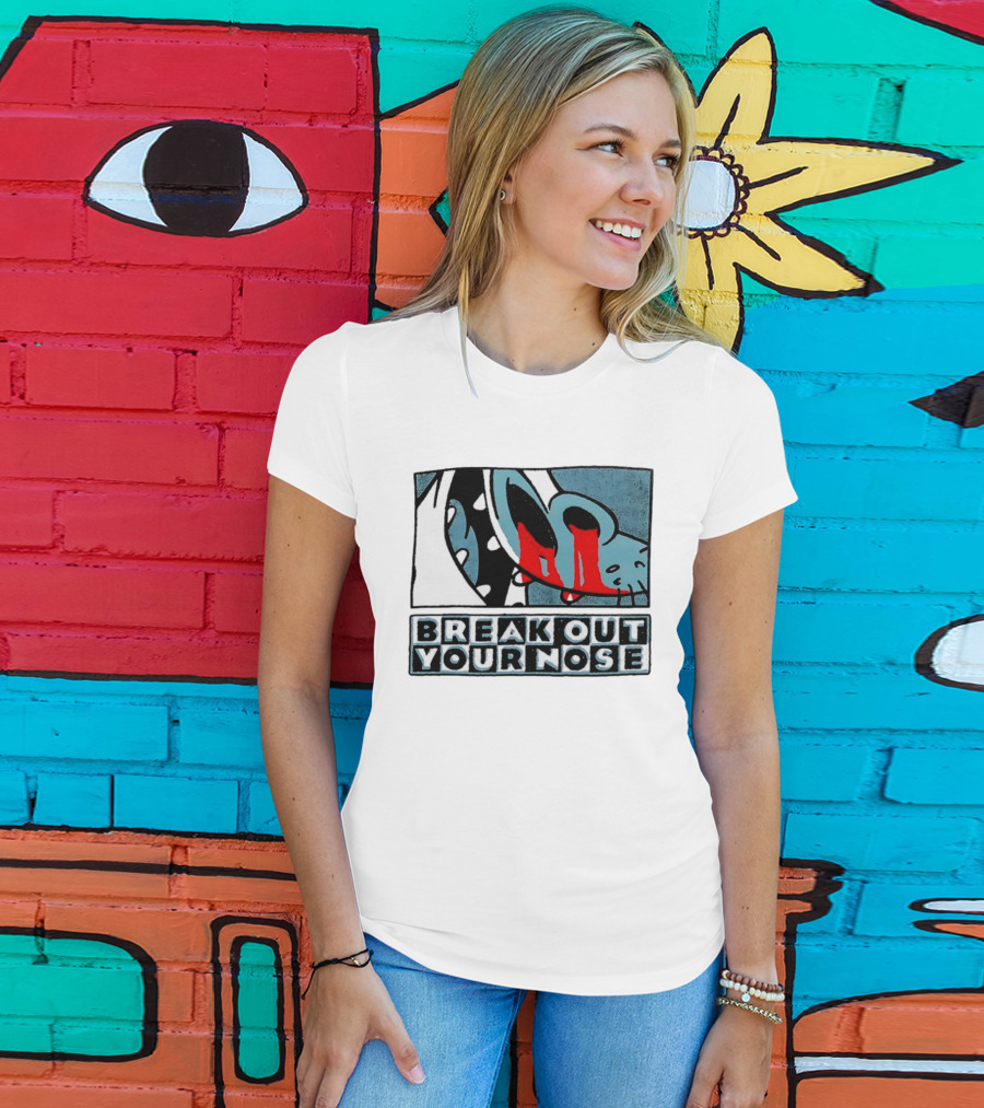 Break Out Your Nose Comic Style Cartoon With Red Accent T-Shirt