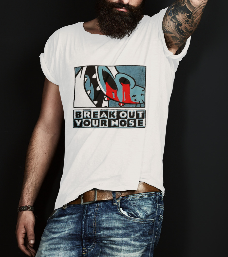 Break Out Your Nose Comic Style Cartoon With Red Accent T-Shirt