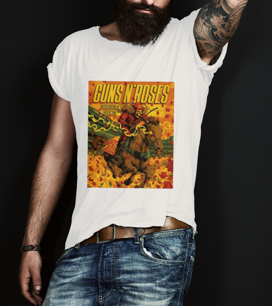 Guns N' Roses Saratoga Springs July 26 2026 Equestrian Skull Rider NY Event T-Shirt