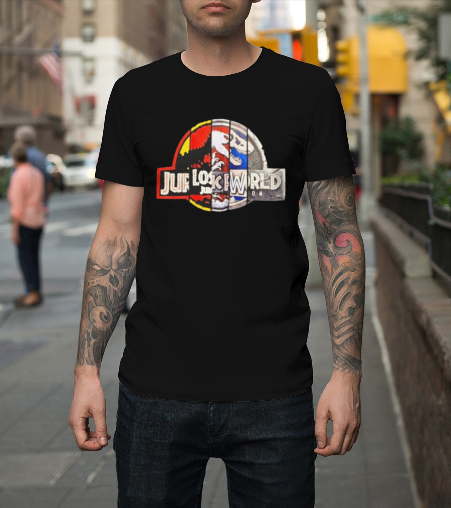 Jurassic Park Lost World Jurassic World Dinosaur Collage T-Shirt