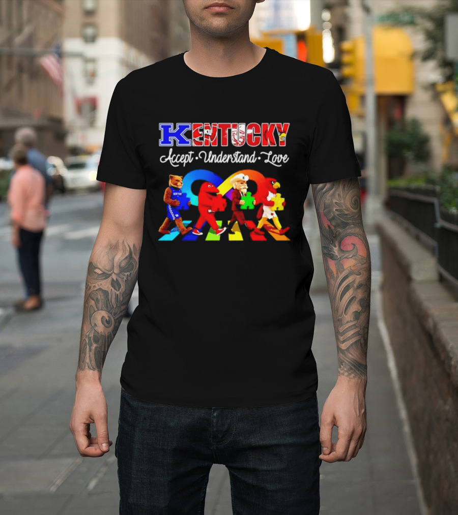 Kentucky Accept Understand Love Louisville Cardinals Puzzle Piece Parade T-Shirt