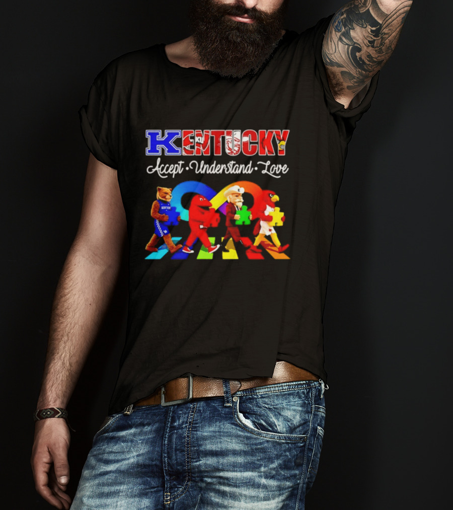 Kentucky Accept Understand Love Louisville Cardinals Puzzle Piece Parade T-Shirt