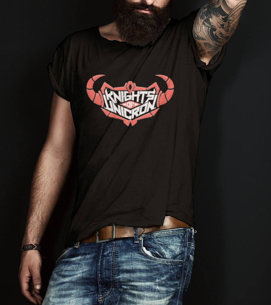 Knights Of Unicron Red Horned Icon With Stylized Text And Horns T-Shirt