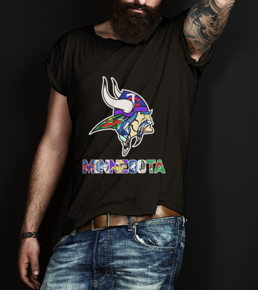 Minnesota Vikings Twins Wild Timberwolves United Team Fans Mashup T-Shirt