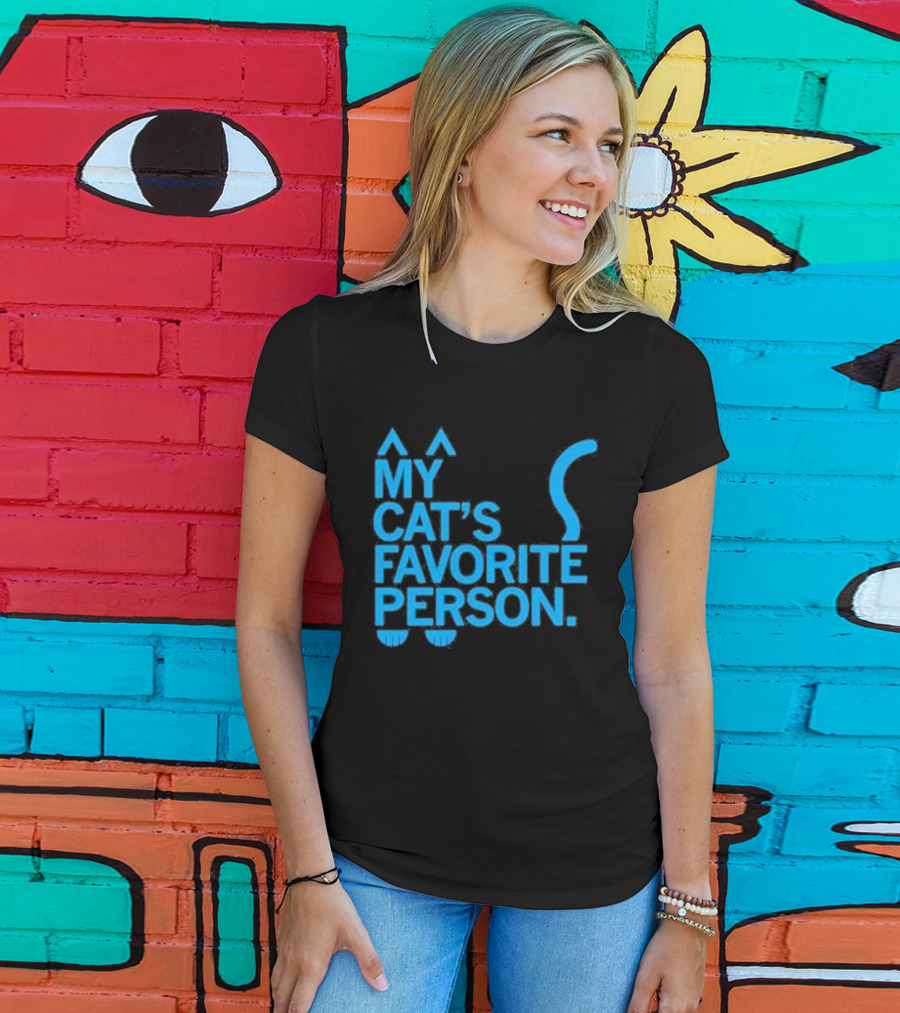 My Cat's Favorite Person Cat Ears And Tail Blue T-Shirt