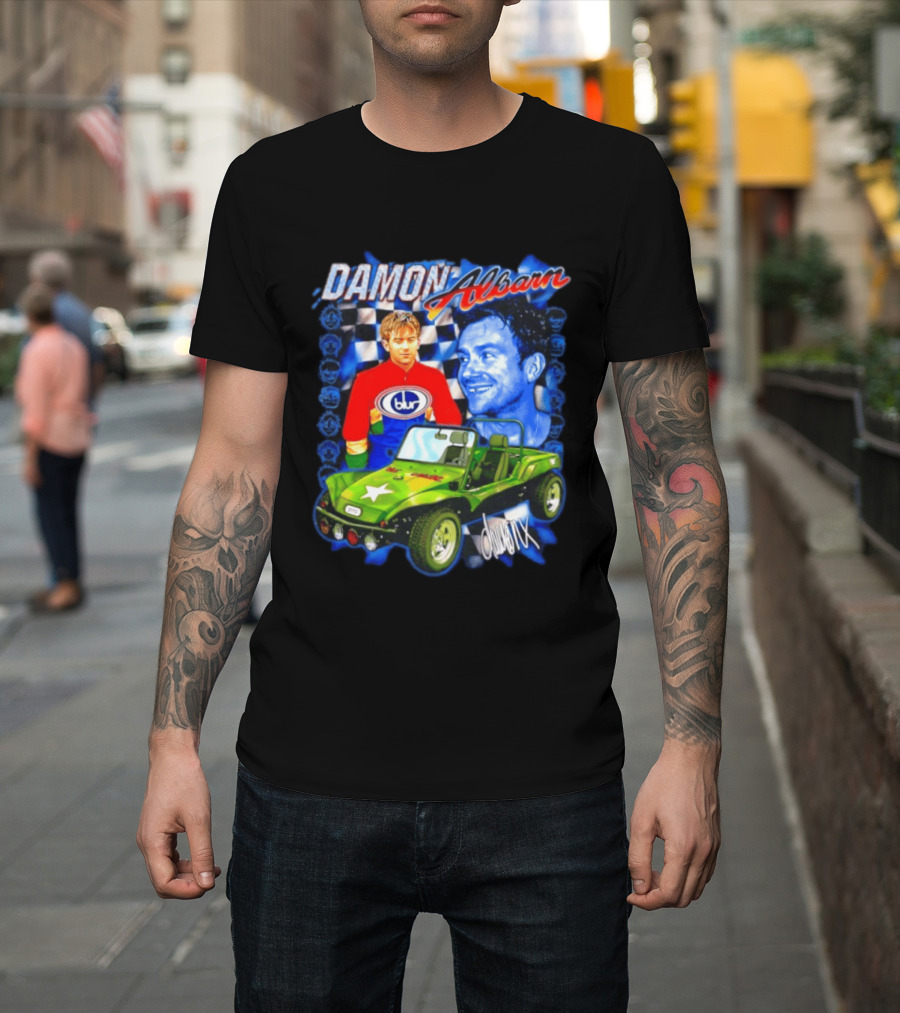 Damon Albarn Blur Gorillaz Geep Britpop Star Damon Albarn Imagery Checkerboard T-Shirt