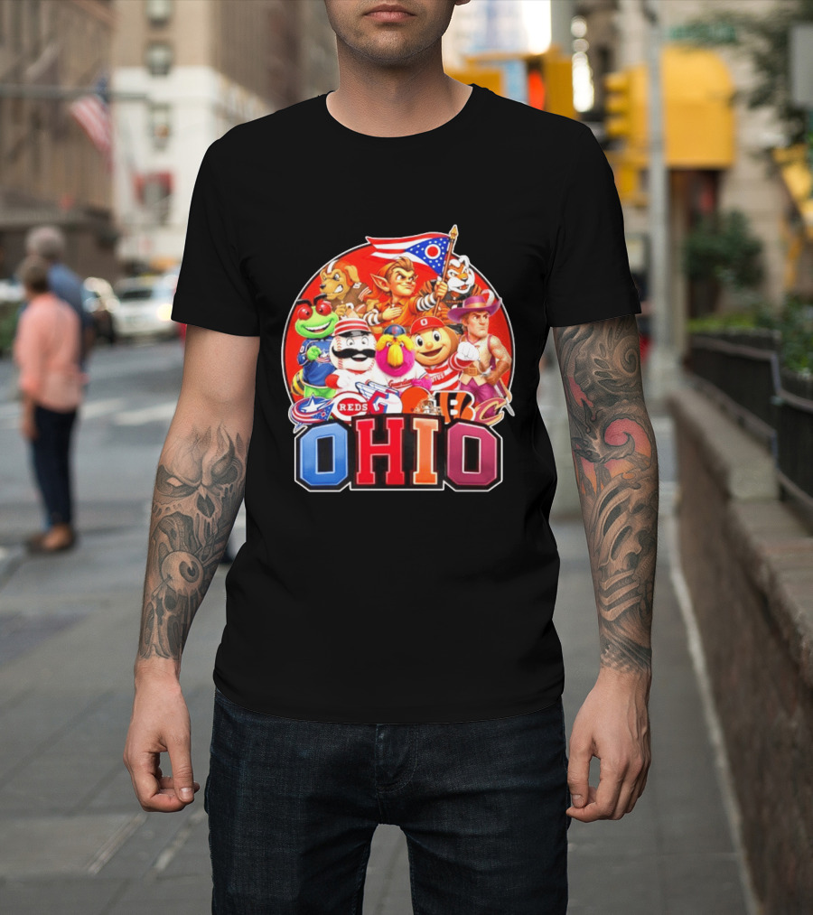 Ohio Sports Teams Mascots Cleveland Guardians Reds Bengals Browns Buckeyes Reds Crew Indians Fan T-Shirt