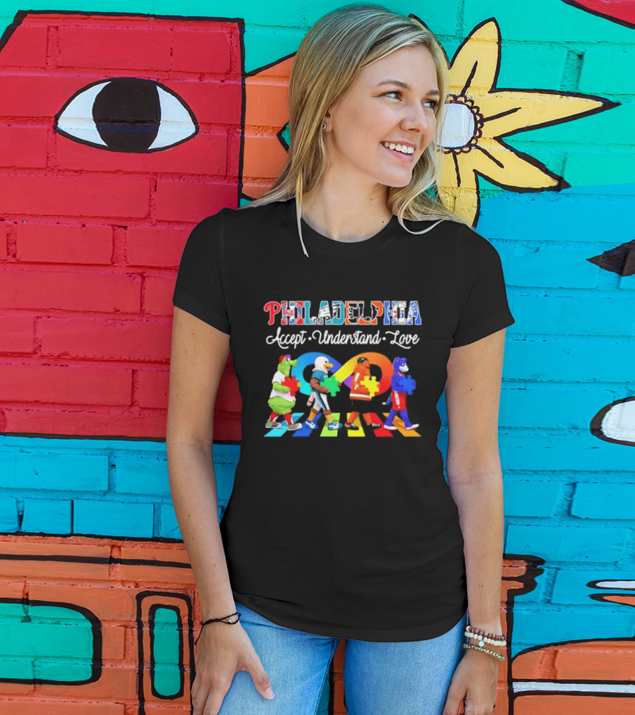 Philadelphia Mascots Accept Understand Love Puzzle Parade T-Shirt
