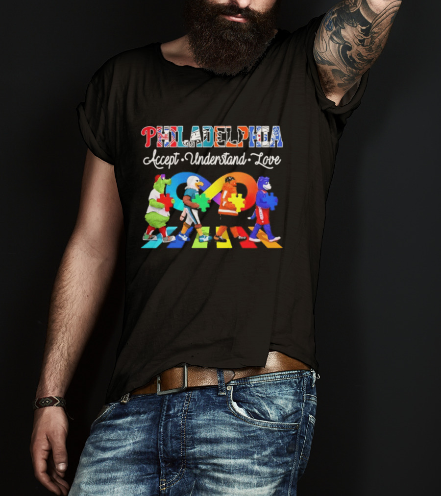 Philadelphia Mascots Accept Understand Love Puzzle Parade T-Shirt