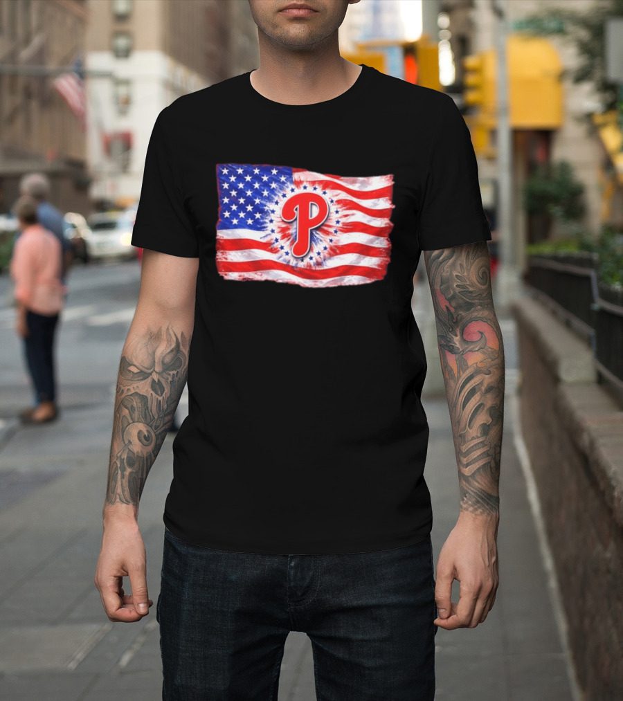 Phillies Patriotic American Flag Philadelphia Baseball 250th Anniversary Independence Day T-Shirt