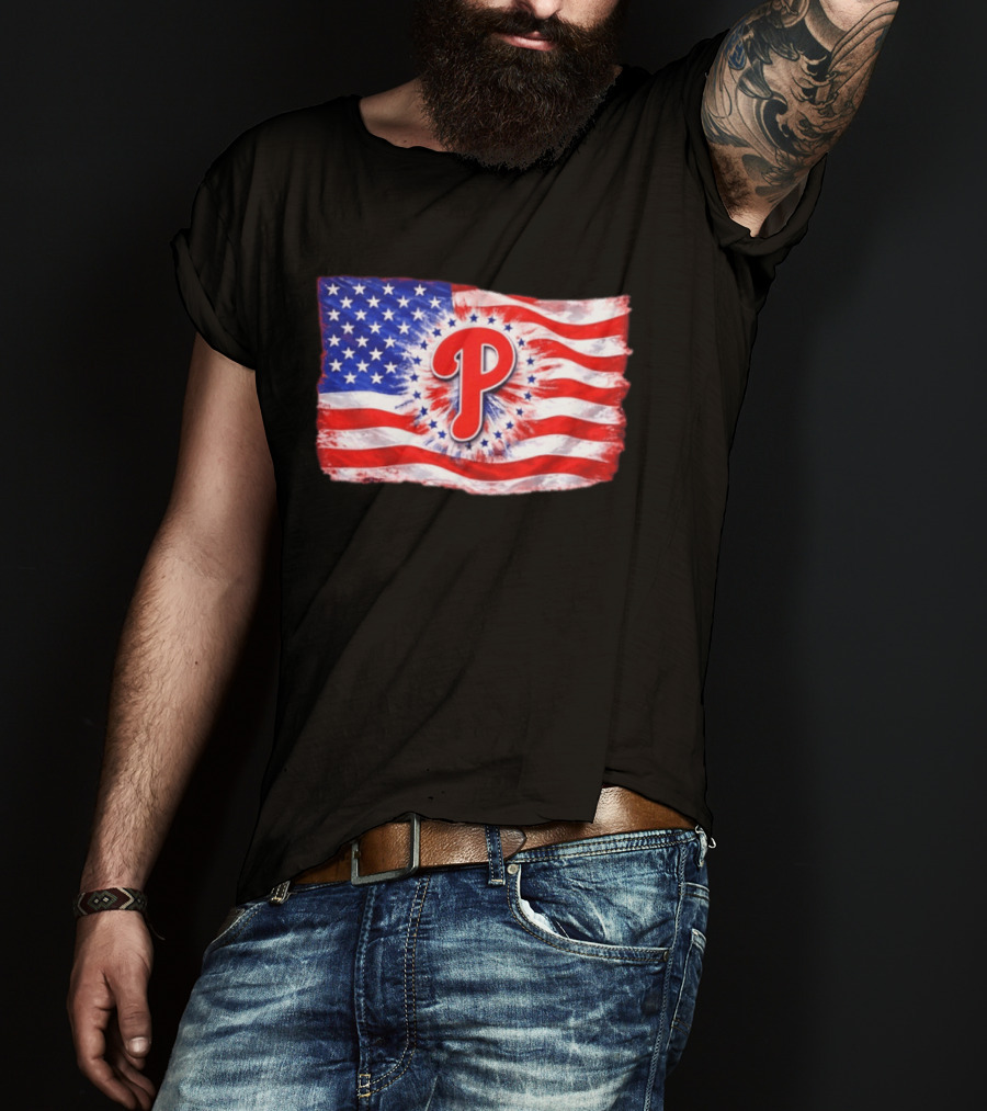 Phillies Patriotic American Flag Philadelphia Baseball 250th Anniversary Independence Day T-Shirt