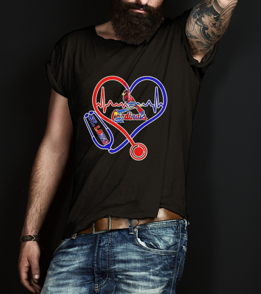 St Louis Cardinals Heartbeat Stethoscope Fan Pride T-Shirt