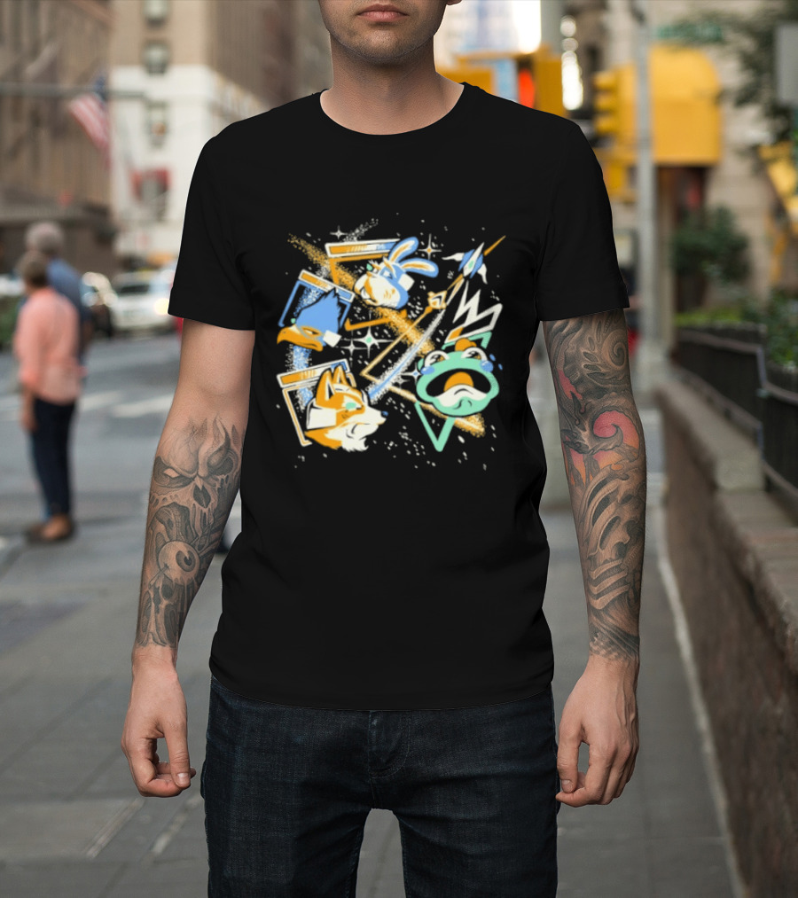 Star Fox Team Collage Falco Lombardi Peppy Hare Retro Style Graphics Gaming Nostalgia T-Shirt